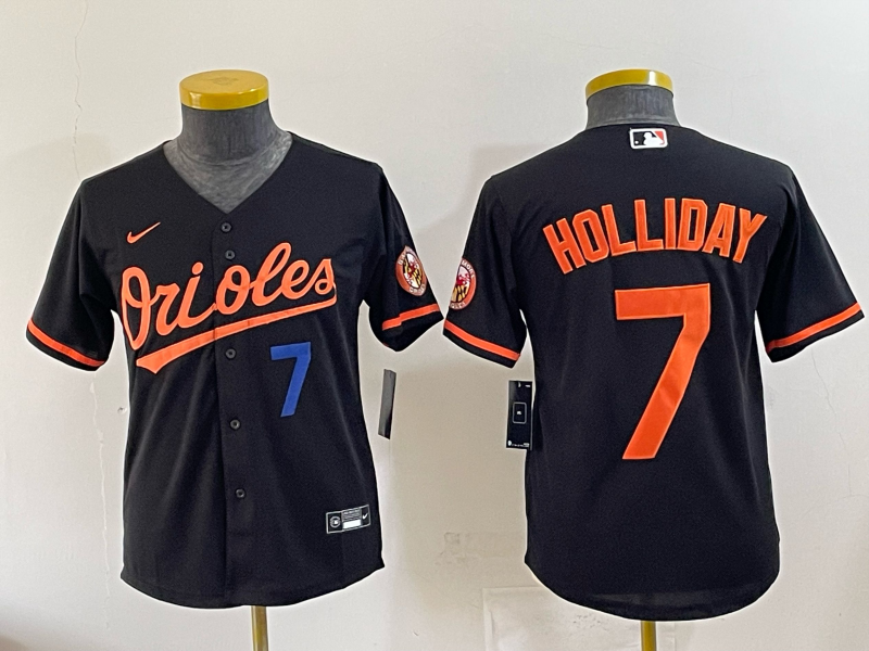 Youth 2025 Baltimore Orioles #7 Holliday black Nike MLB Jersey 005->youth mlb jersey->Youth Jersey